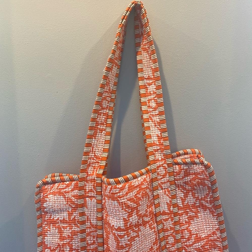 Floral Quilted pinkcity hand loom cotton tote NWOT - Picture 9 of 14